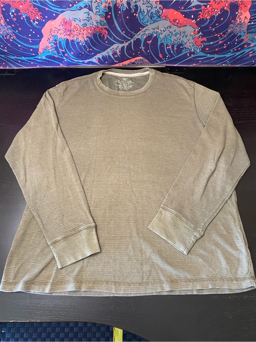 Faded Glory Olive Green Long-Sleeve Thermal Crewneck